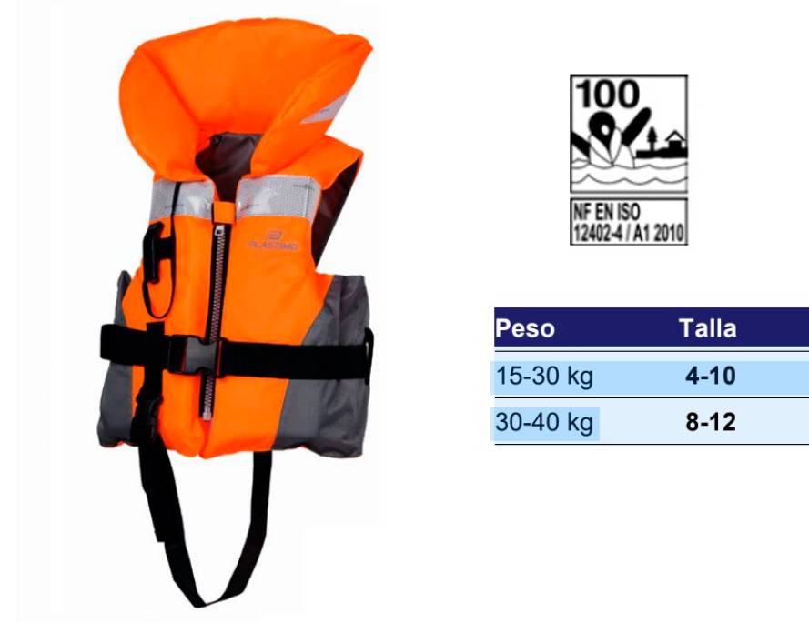 Chaleco Salvavidas Niño Plastimo Kid-O 100N 15-30 kg Naranja
