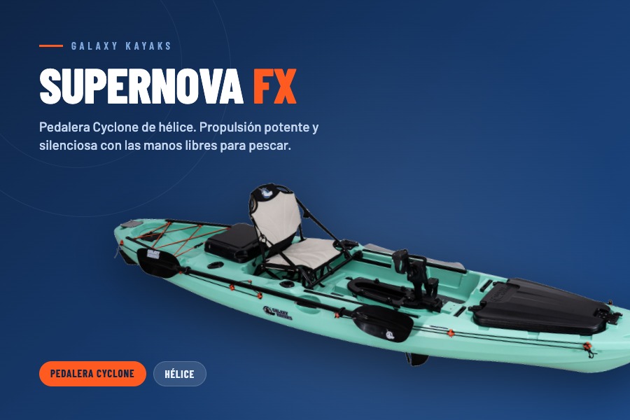 Pedalera de hélice Cyclone con marcha atrás del kayak Galaxy Supernova FX