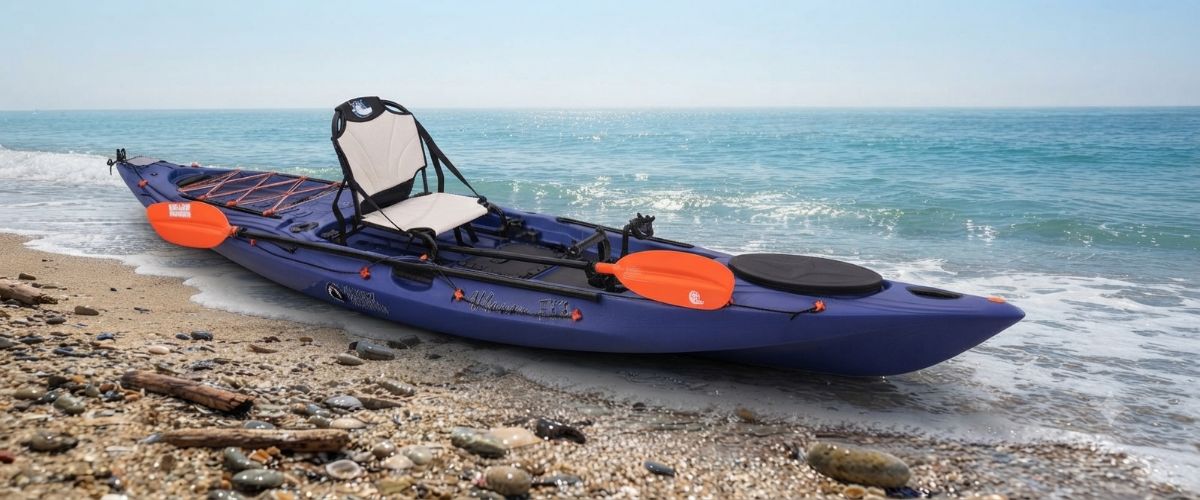 Stable, high-capacity Galaxy fishing kayak for larger paddlers