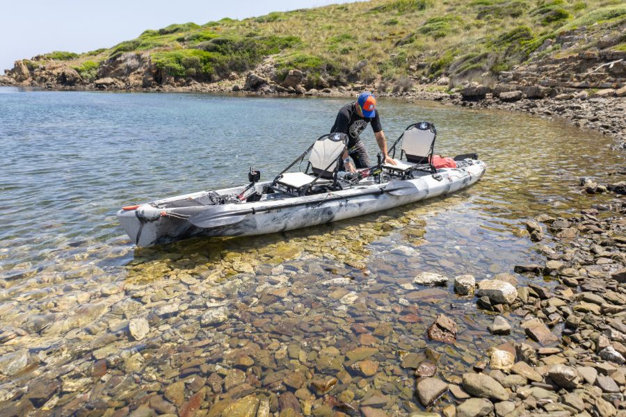 Galaxy tandem kayak on a beach in summer